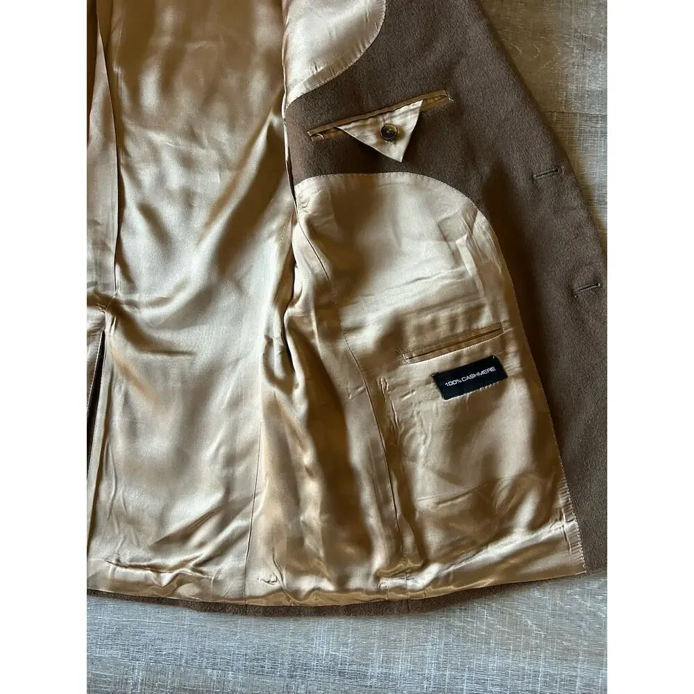 Cashmere Sport Coat Blazer Mens 42L Long Brown 2 Button Luxury Jacket